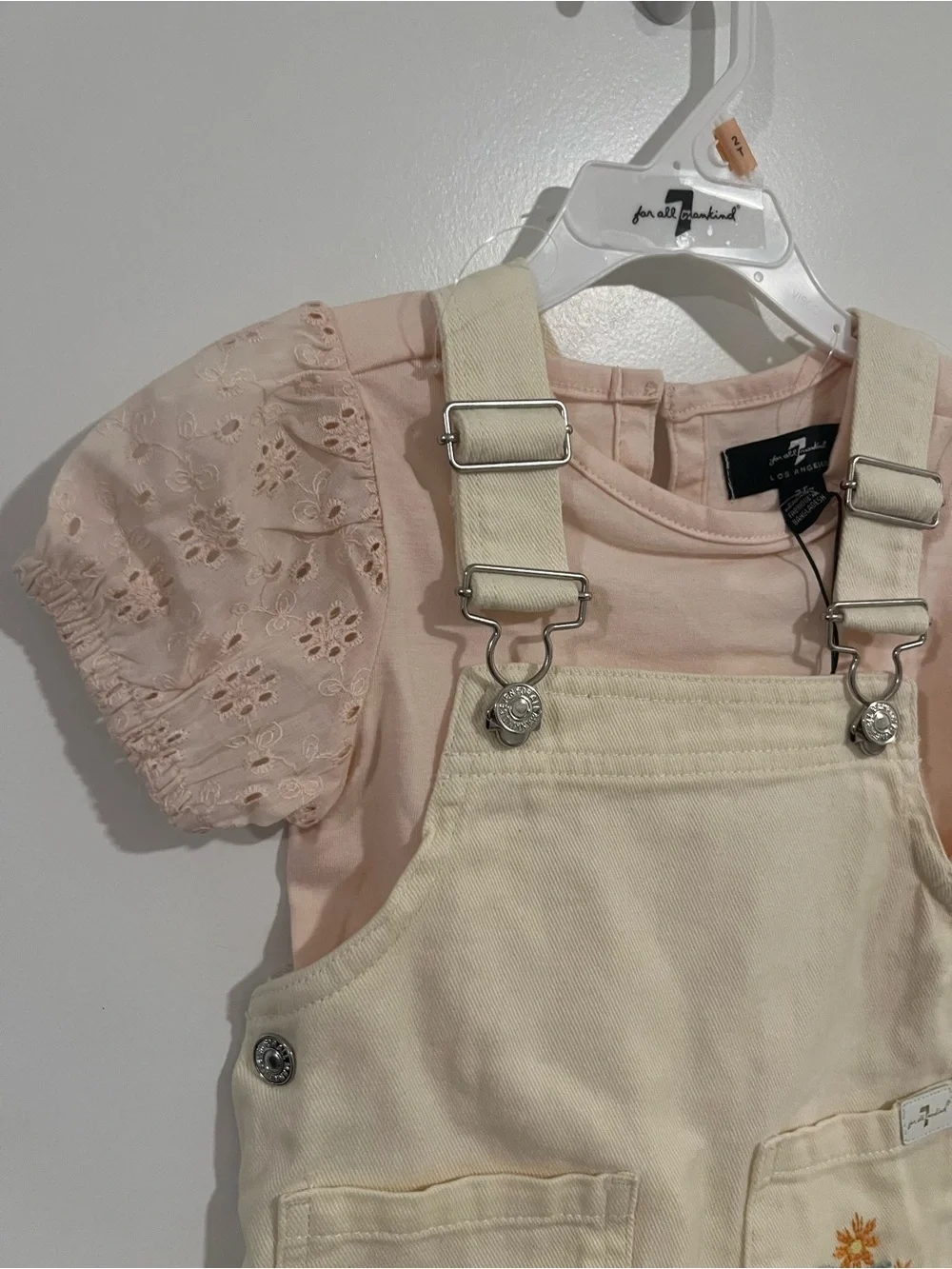 7 For All Mankind Eyelet Sleeve Bodysuit & Skirtall Set 2T